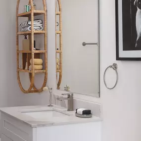 Mirror and sink in bathroom