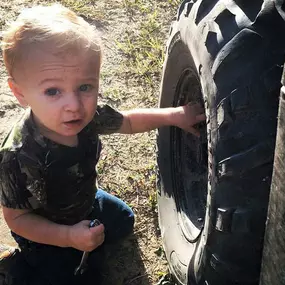 We teach them early how to get their hands dirty and love working with cars and trucks.