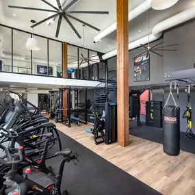 24-hour fitness center with second story yoga and barre studio at Camden West Nashville apartments in Nashville, TN