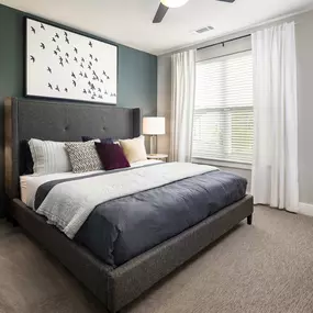 Bedroom with carpet and ceiling fan at Camden West Nashville apartments in Nashville, TN