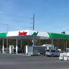 Sinclair gas station fueling island.