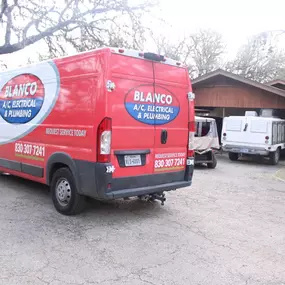 Blanco AC, Electrical, & Plumbing work van