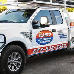 Blanco AC, Electrical, & Plumbing work truck
