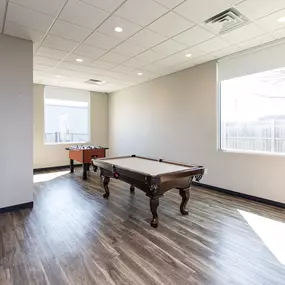 Social room with billiard table