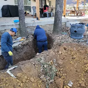 The Abel Plumbing TX team working on a slab leak.