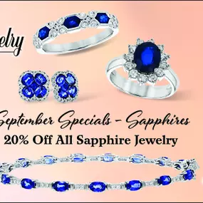 Check out our September Sapphire sale! 20% on all Sapphire Jewelry.