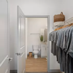 A bathroom and Spacious Walk-In Closet