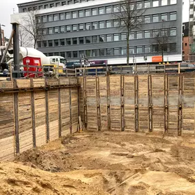 Faulenstraße Bremen - Trägerbohlwandverbau / Berliner-Verbau zur Erstellung eines Neubaus