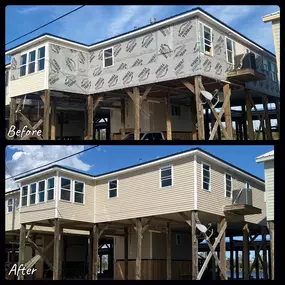 Before and After Siding Project on Elevated Home Near Maurice, LA