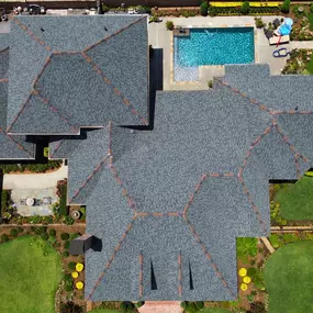 Aerial Shot of Beautiful Reroof of a home in Lafayette