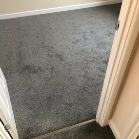 Dark grey twist pile carpet fitted in a bedroom