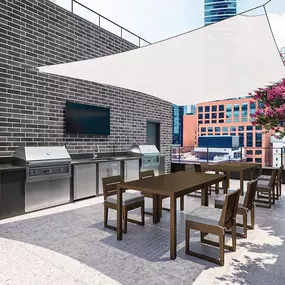 Outdoor space with grilling stations
