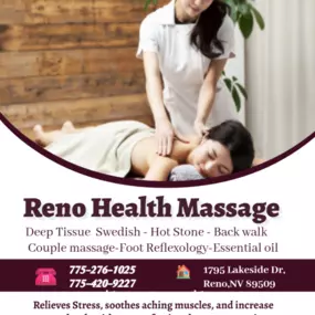 Massage techniques are commonly applied with hands, fingers, 
elbows, knees, forearms, feet, or a device. 
The purpose of massage is generally for the treatment of 
body stress or pain.