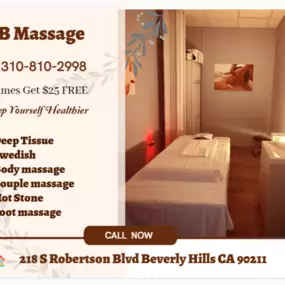 Massage techniques are commonly applied with hands, fingers, 
elbows, knees, forearms, feet, or a device. 
The purpose of massage is generally for the treatment of 
body stress or pain.