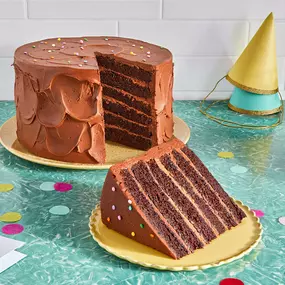 Old Fashioned Chocolate Cake. “Just like you remember!” Towering high, moist chocolate cake filled and covered in rich, dark chocolate buttercream frosting. Available in 6