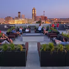 Rooftop clubhouse & terrace at evening