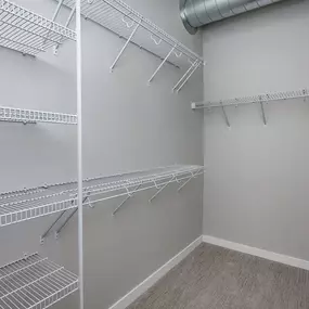 Large storage room with shelves