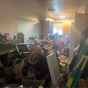 This is a picture of a hoarder house that AEI Decon was hired to clear out.