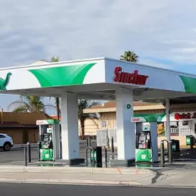 Sinclair gas station fueling island.