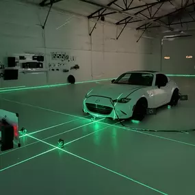 ADAS Calibration in Akron – White Mazda MX-5 in Precision Laser Calibration Bay