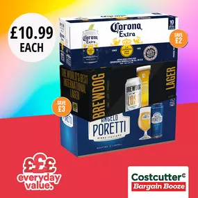 £10.99 each on beer, lager & cider packs