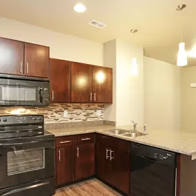 Kitchen with stainless steel appliances