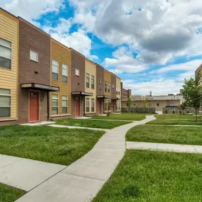 Community yard with walking trails