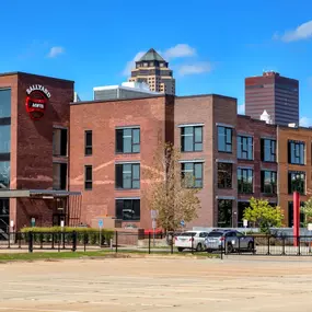Ballyard Lofts building with parking area