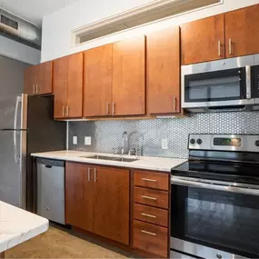 Kitchen with stainless steel appliances