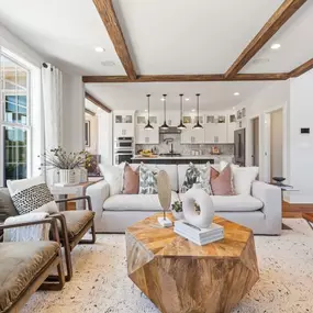 Kitchen overlooks great room and casual dining area