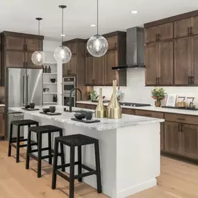 The Bannerwood kitchen with double-stacked cabinets and a large center island