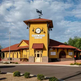 Opened in 2012 by Jason Arthurs, Dental Depot Northeast Phoenix was our second Arizona office, continuing many of the same elements that make Dental Depot such an iconic brand: our signature trains and dedication to quality patient care. Plus, our turn-of-the-century train station buildings, clock and water towers, and interior G-gauge trains running tracks throughout the office can make anyone feel young at heart. And inside, you’re sure to find the latest and greatest in technology and patient