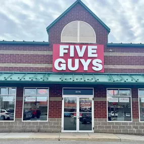 An exterior photograph of the Five Guys restaurant at 4175 Washington Road in McMurray, Pennsylvania.