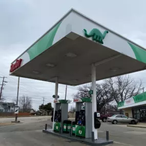 Sinclair gas station fueling island