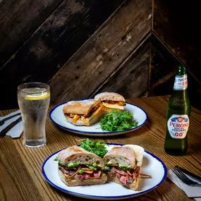 Near: Rump Steak Sandwich
Far: Grilled Halloumi & Roasted Veg Sandwich