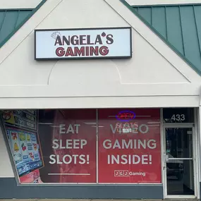 Angela's gaming entrance and parking