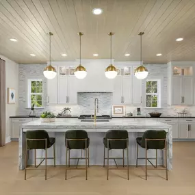 Well-designed gourmet kitchens with extra counter space for entertaining
