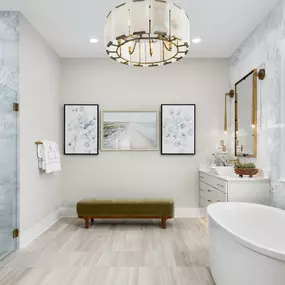Spa-inspired primary bathrooms