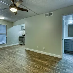 Room with wooden flooring
