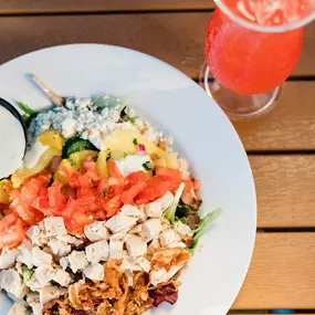 Our Caribbean Cobb served with  an Avocado Ranch dressing.