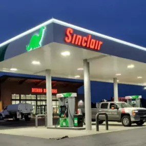 Sinclair gas station fueling island.
