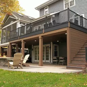 Elevated Composite Deck With Aluminum Railings in Madison, WI