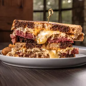 LFK NAPKIN DESTROYER - Boyle’s corned beef brisket, horseradish cheddar, sauerkraut, 1,000 island, grilled Farm to Market rye