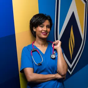 Nursing school student on campus at Arizona College of Nursing.