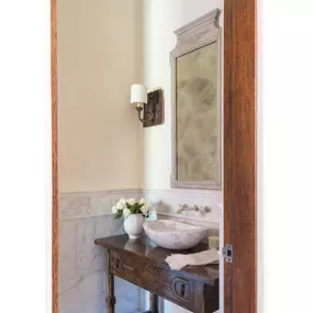 Designing an intriguing powder bath in Juniper Florida with a leading interior designer