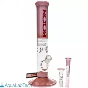 Roor Glass Pink Straight Bong Right Front Photo with Parts