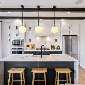 Well-appointed kitchens with large center islands