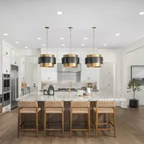 Well-designed gourmet kitchens with extra counter space for entertaining