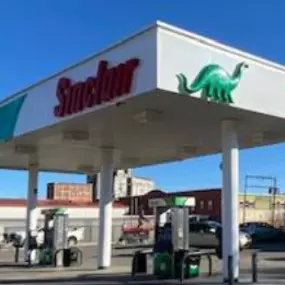 Sinclair gas station fueling island