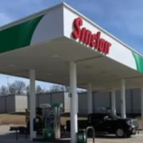 Sinclair gas station fueling island.